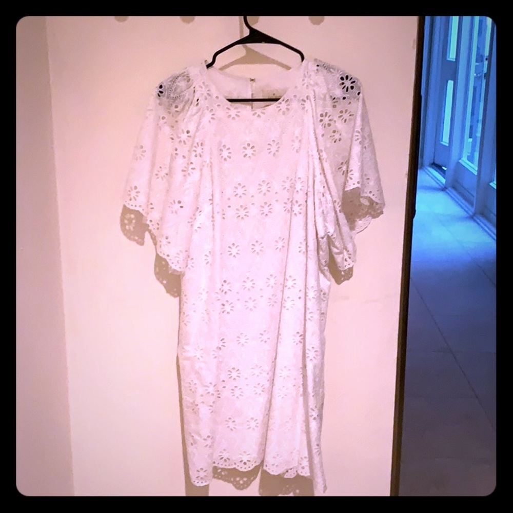 White eyelet Kate Spade dress.